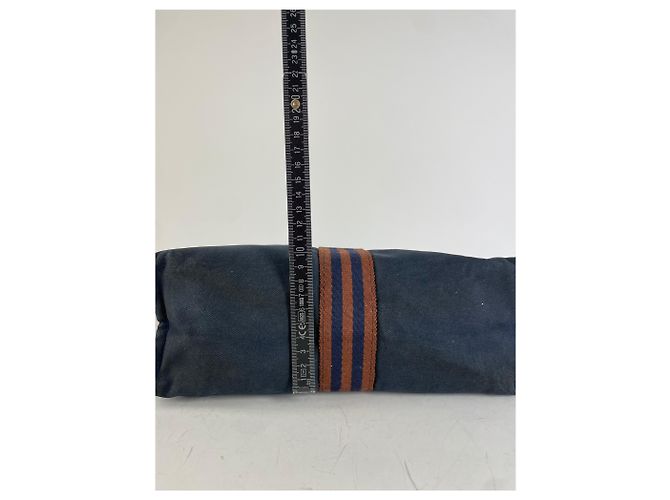 Hermès Clutch in cotone vintage Hermes Navy Rust Silver Blu navy - vista 10