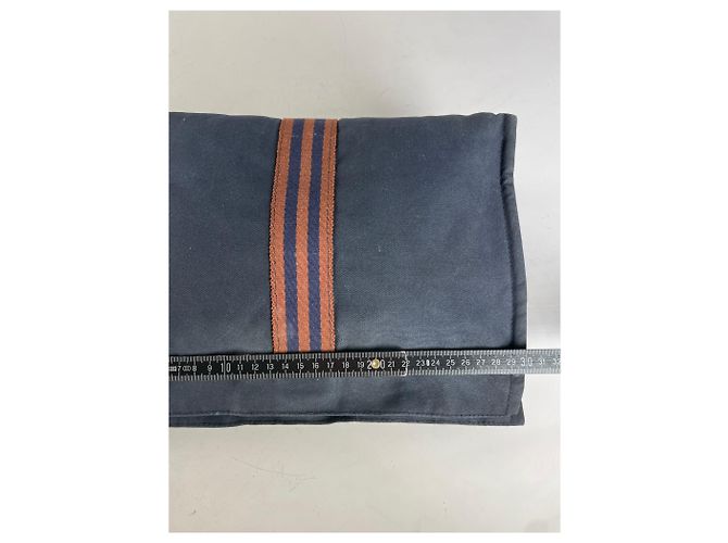 Hermès Clutch in cotone vintage Hermes Navy Rust Silver Blu navy - vista 11