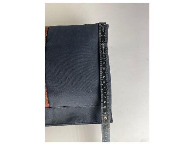 Hermès Clutch in cotone vintage Hermes Navy Rust Silver Blu navy - vista 12