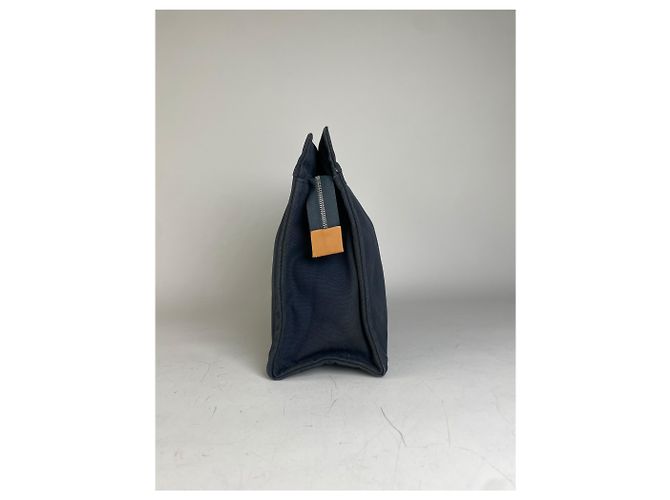 Hermès Clutch in cotone vintage Hermes Navy Rust Silver Blu navy - vista 6