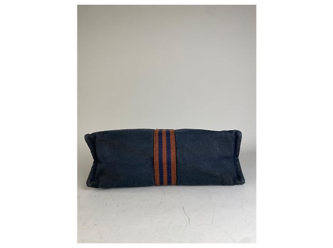 Hermès Clutch in cotone vintage Hermes Navy Rust Silver Blu navy - vista 9