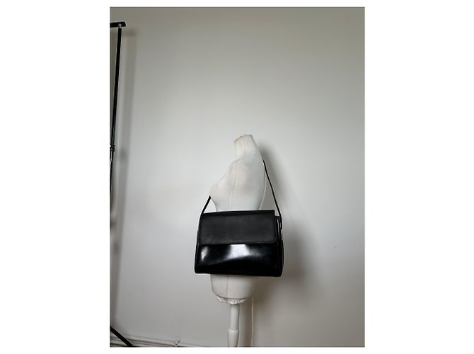 Borsa a tracolla vintage Gucci in pelle liscia nera e argento Nero - vista 10