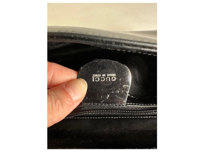 Borsa a tracolla vintage Gucci in pelle liscia nera e argento Nero - vista 5