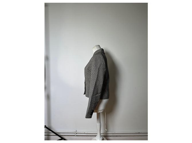 Salvatore Ferragamo Vintage Ferragamo Houndstooth Wool Jacket Black White M - view 2