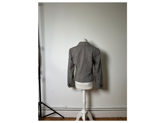 Salvatore Ferragamo Vintage Ferragamo Houndstooth Wool Jacket Black White M - view 3
