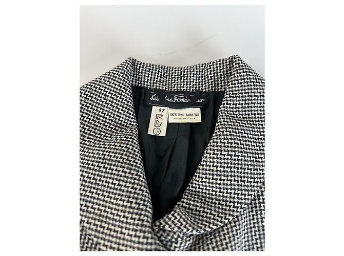 Salvatore Ferragamo Vintage Ferragamo Houndstooth Wool Jacket Black White M - view 6