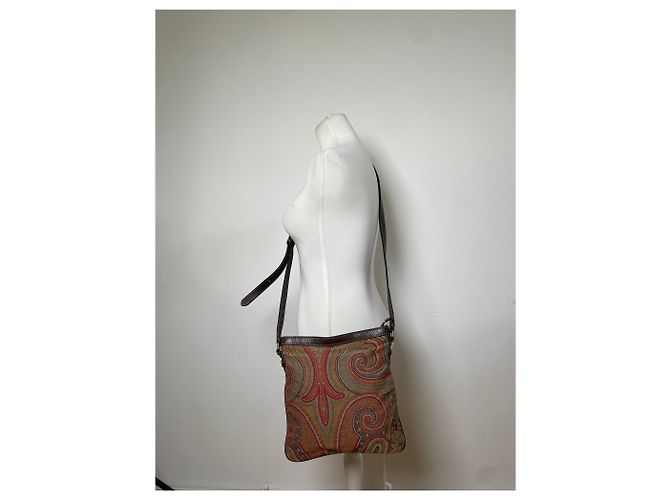 Vintage Etro gemusterte Textilschultertasche Tan Rust Magenta Kamel - Ansicht 10