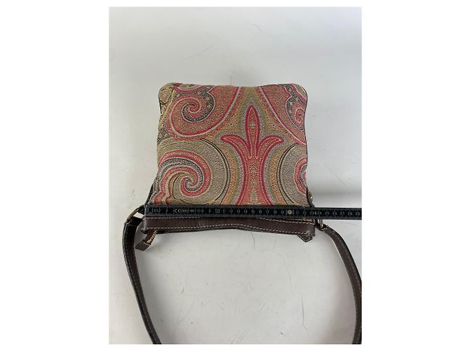 Vintage Etro gemusterte Textilschultertasche Tan Rust Magenta Kamel - Ansicht 11