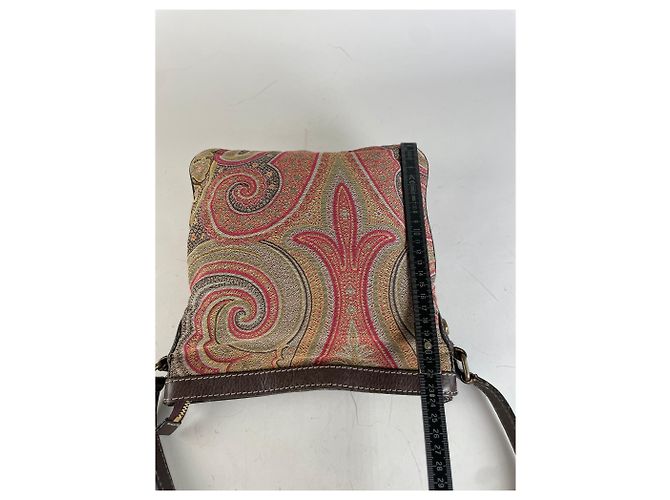 Vintage Etro gemusterte Textilschultertasche Tan Rust Magenta Kamel - Ansicht 12