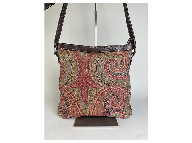 Vintage Etro gemusterte Textilschultertasche Tan Rust Magenta Kamel - Ansicht 14