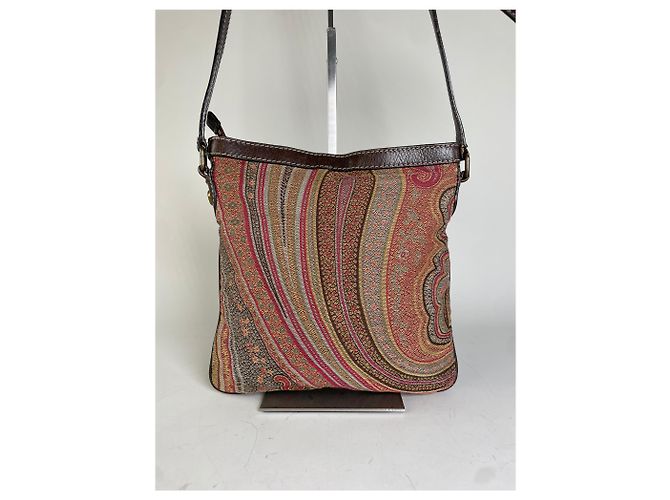 Vintage Etro gemusterte Textilschultertasche Tan Rust Magenta Kamel - Ansicht 15
