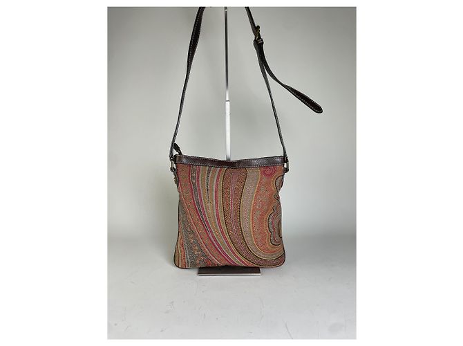 Vintage Etro gemusterte Textilschultertasche Tan Rust Magenta Kamel - Ansicht 2