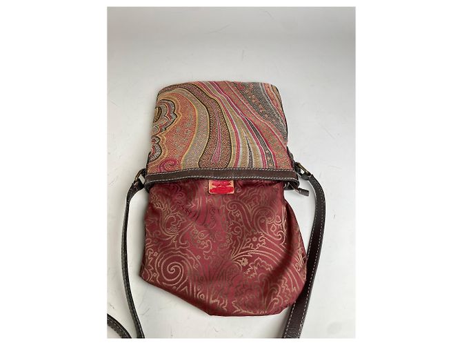 Vintage Etro gemusterte Textilschultertasche Tan Rust Magenta Kamel - Ansicht 3