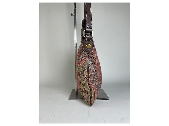 Vintage Etro gemusterte Textilschultertasche Tan Rust Magenta Kamel - Ansicht 7