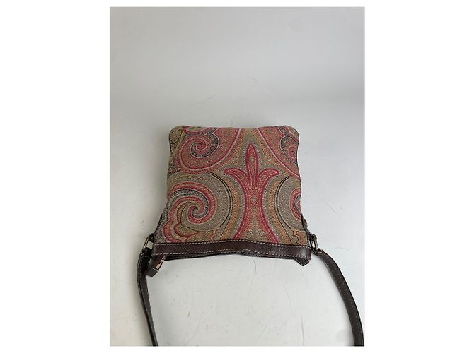Vintage Etro gemusterte Textilschultertasche Tan Rust Magenta Kamel - Ansicht 9