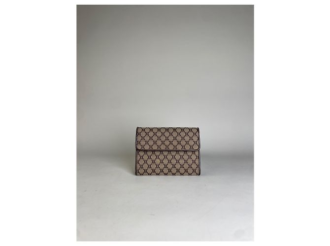 Céline Vintage Celine Macadam Canvas Wallet Beige Brown - view 10