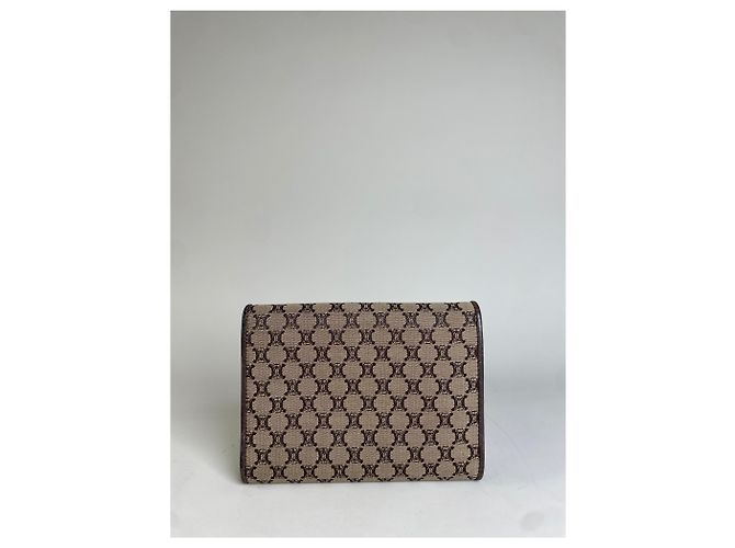 Céline Vintage Celine Macadam Canvas Wallet Beige Brown - view 2