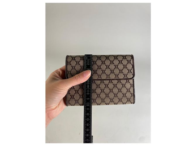 Céline Vintage Celine Macadam Canvas Wallet Beige Brown - view 9