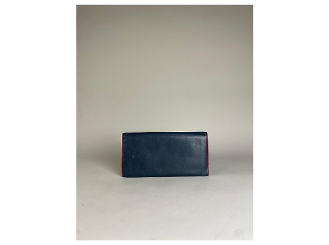 Chloé Carteira de couro vintage Chloe Azul marinho Vermelho Dourado - vista 2