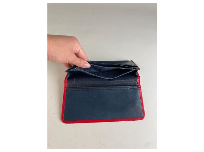 Chloé Carteira de couro vintage Chloe Azul marinho Vermelho Dourado - vista 5
