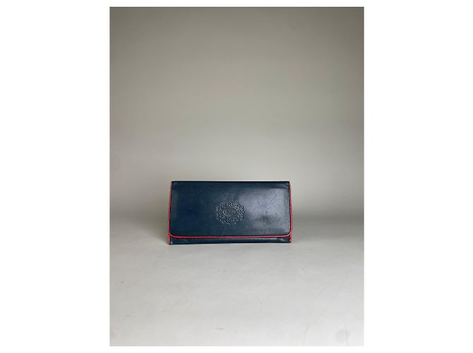 Chloé Carteira de couro vintage Chloe Azul marinho Vermelho Dourado - vista 8