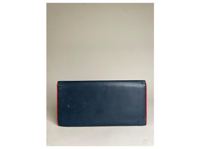 Chloé Carteira de couro vintage Chloe Azul marinho Vermelho Dourado - vista 9