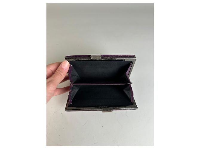 Vintage Givenchy Leather Wallet Purple Silver - view 3
