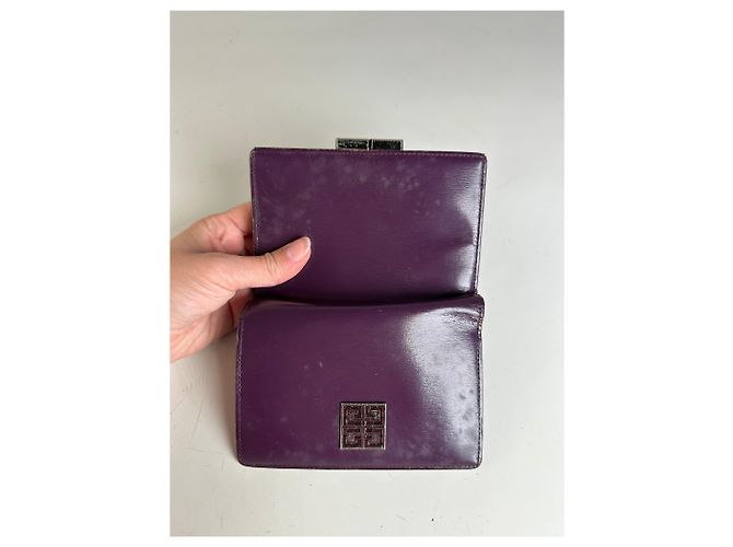 Vintage Givenchy Leather Wallet Purple Silver - view 7