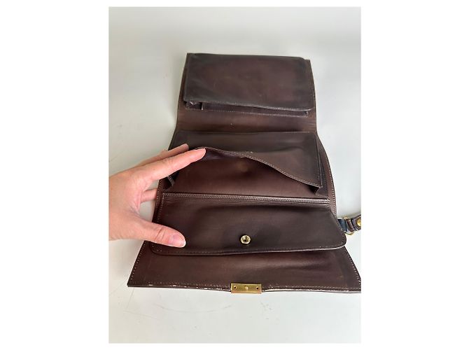 Clutch in tela jacquard vintage Loewe Marrone Nero - vista 4