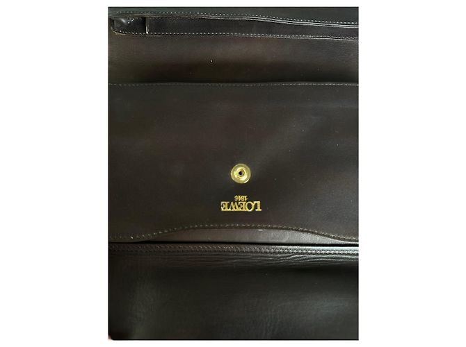 Clutch in tela jacquard vintage Loewe Marrone Nero - vista 6