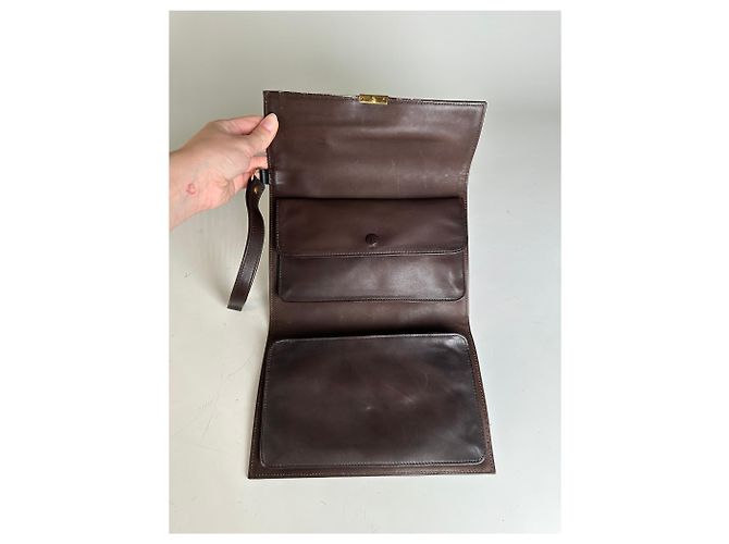 Clutch in tela jacquard vintage Loewe Marrone Nero - vista 8