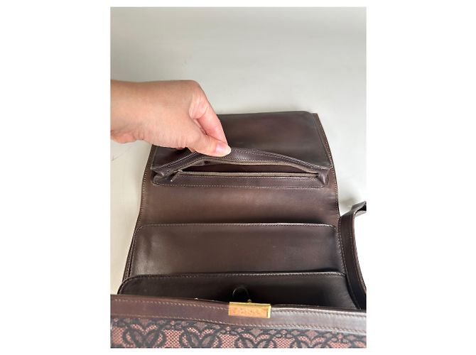 Clutch in tela jacquard vintage Loewe Marrone Nero - vista 9