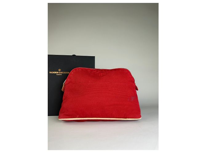 Hermès Pochette in tela di cotone vintage Hermes Rosso - vista 10