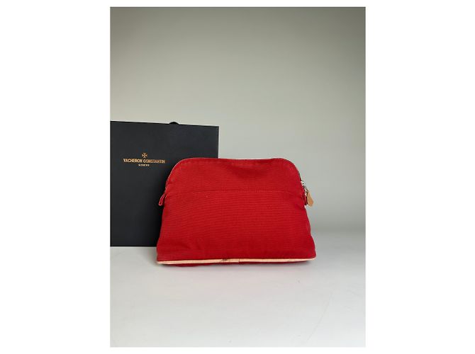 Hermès Pochette in tela di cotone vintage Hermes Rosso - vista 11