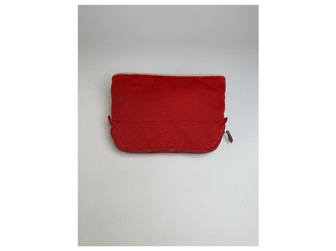 Hermès Pochette in tela di cotone vintage Hermes Rosso - vista 5