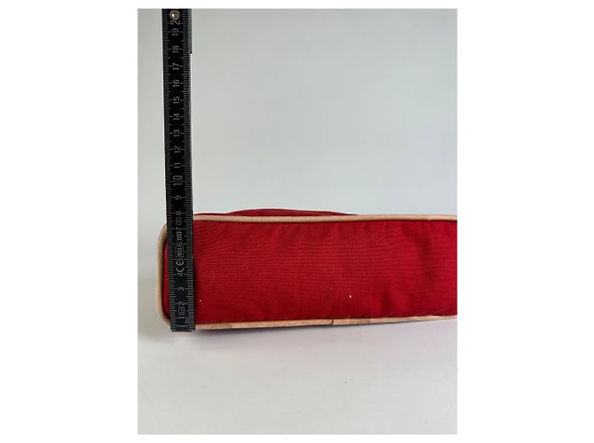 Hermès Pochette in tela di cotone vintage Hermes Rosso - vista 7