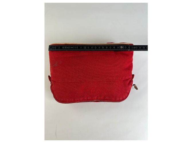 Hermès Pochette in tela di cotone vintage Hermes Rosso - vista 8