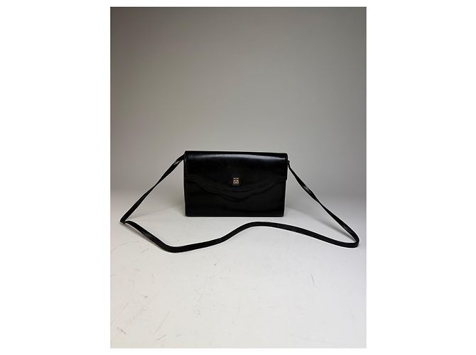 Vintage Givenchy Leder Abendtasche Schwarz Goldener Verschluss - Ansicht 13