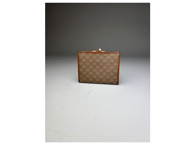Céline Vintage Celine Monogram Canvas Wallet Beige Tan Gold - view 10