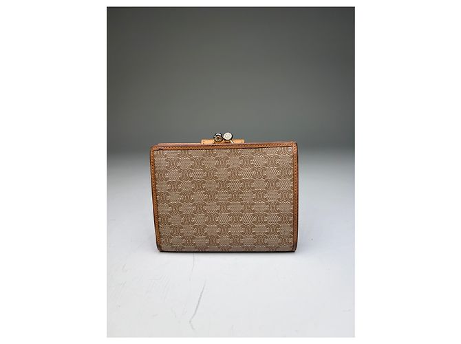 Céline Vintage Celine Monogram Canvas Wallet Beige Tan Gold - view 2