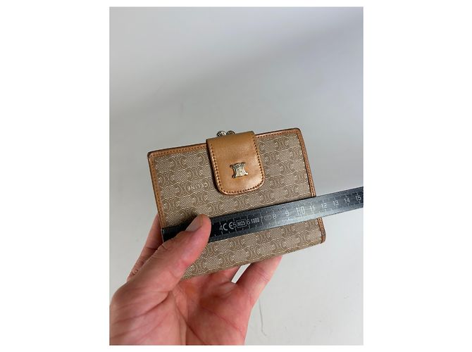 Céline Vintage Celine Monogram Canvas Wallet Beige Tan Gold - view 7