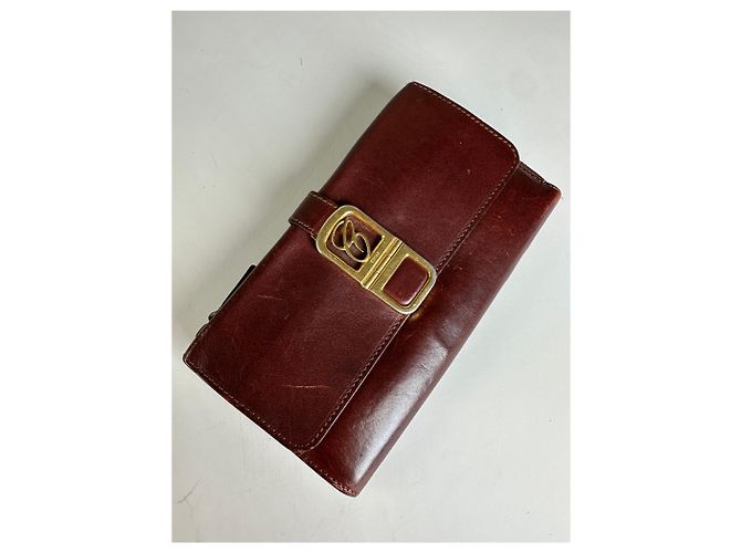 Chloé Vintage Chloe Leather Wallet Dark Brown Gold - view 10