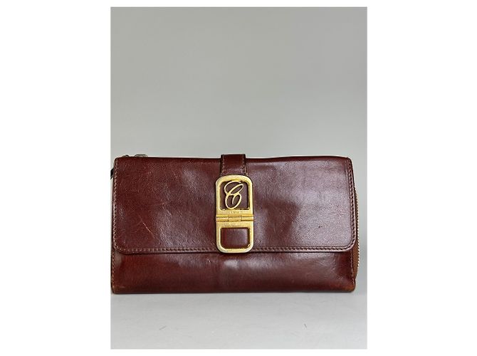 Chloé Vintage Chloe Leather Wallet Dark Brown Gold - view 11