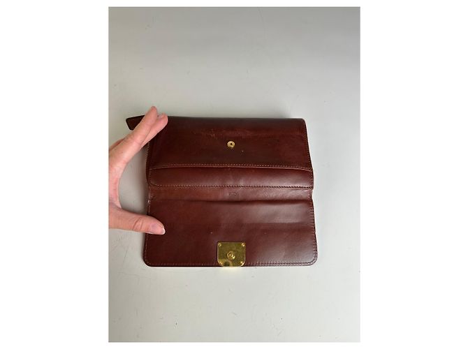 Chloé Vintage Chloe Leather Wallet Dark Brown Gold - view 4