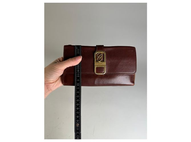 Chloé Vintage Chloe Leather Wallet Dark Brown Gold - view 9