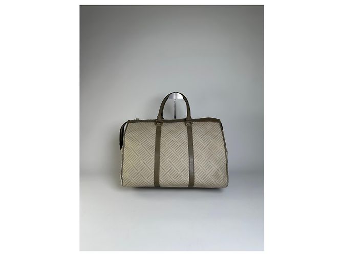 Vintage Givenchy Reisetasche aus geometrischem Canvas Beige Oliv - Ansicht 12