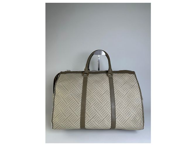 Vintage Givenchy Reisetasche aus geometrischem Canvas Beige Oliv - Ansicht 2
