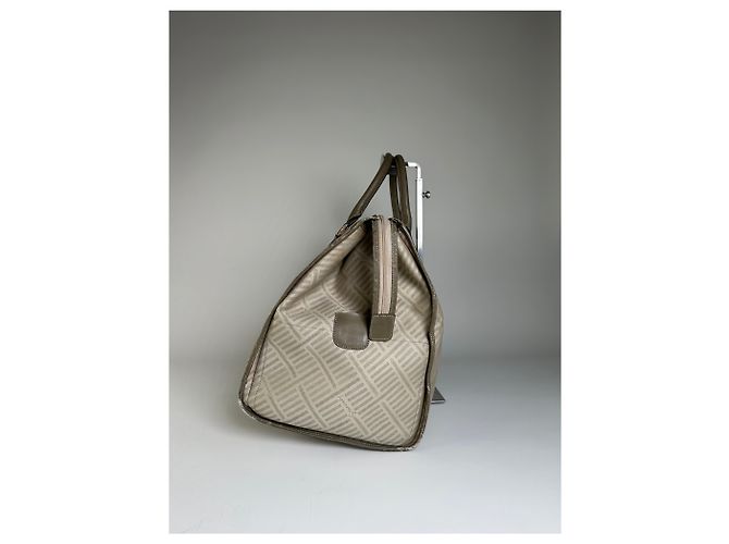 Vintage Givenchy Reisetasche aus geometrischem Canvas Beige Oliv - Ansicht 5