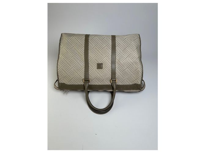 Vintage Givenchy Reisetasche aus geometrischem Canvas Beige Oliv - Ansicht 6
