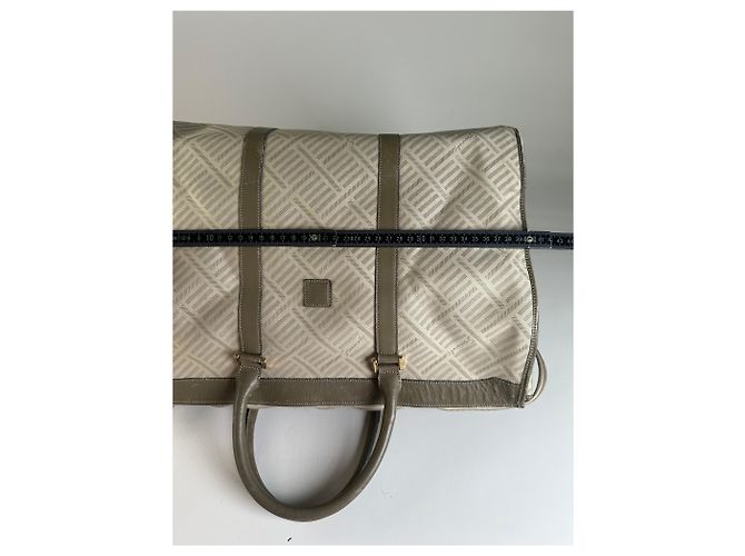 Vintage Givenchy Reisetasche aus geometrischem Canvas Beige Oliv - Ansicht 9